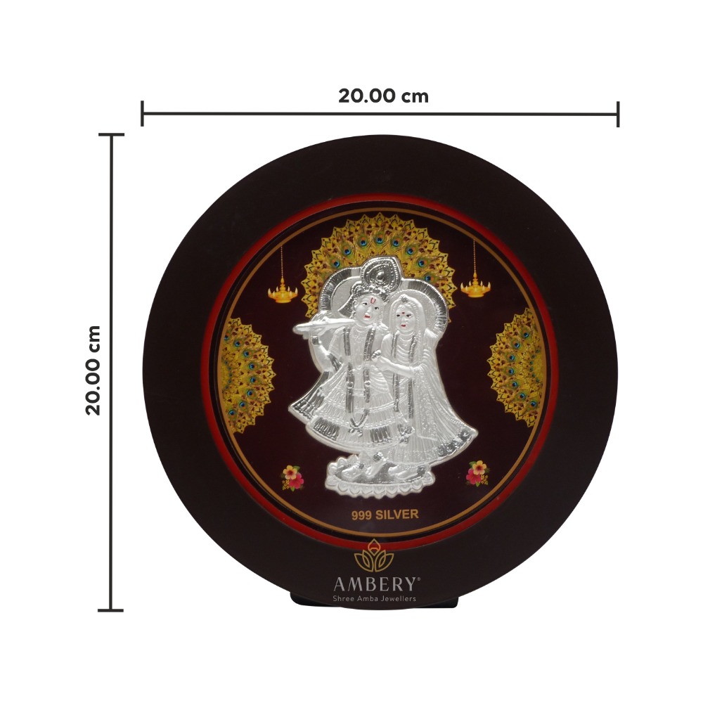 Radhe Krishna Silver Round Shape Frame