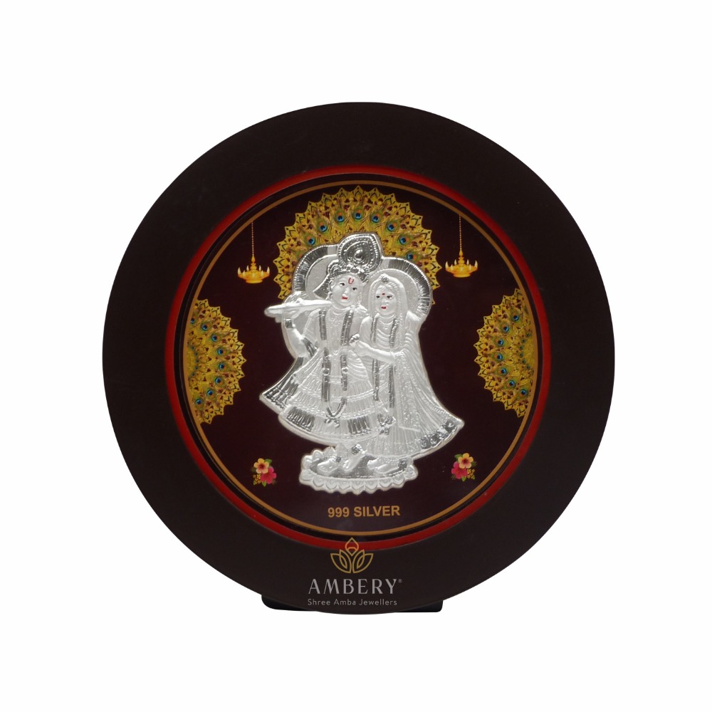 Radhe Krishna Silver Round Shape Frame