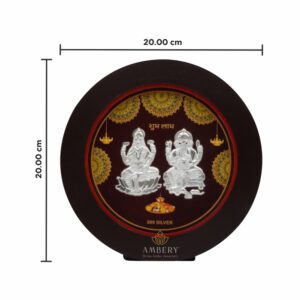 Laxmi Ganesh Silver Round Shape Frame
