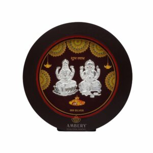 Laxmi Ganesh Silver Round Shape Frame