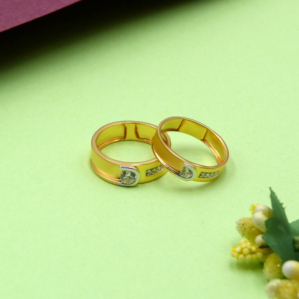 Solitaire CZ Couple Ring 18k Gold