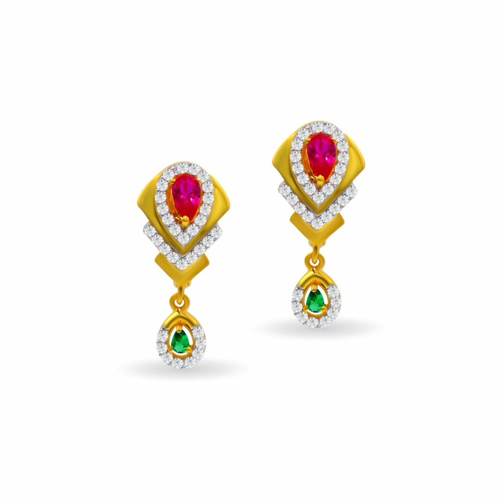 Fancy colorstone 18k gold bali