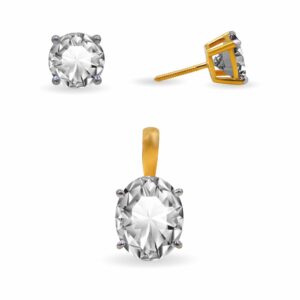 Solitaire 22k gold pendant set