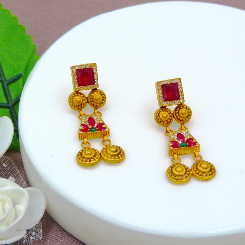 Antique Flower Earring 22k Gold