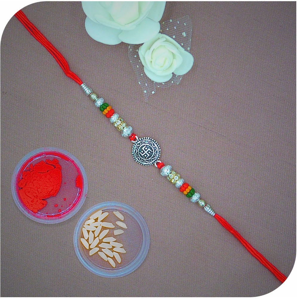 Swastik Oxodized 925 Silver Rakhi