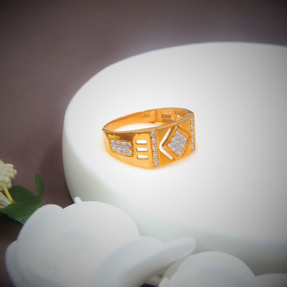 Square CZ 22k Gold Ring