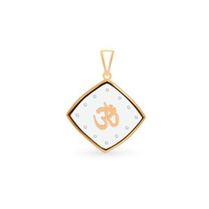 ' OM ' Alphabet 18k Real Diamond Glass Pendant