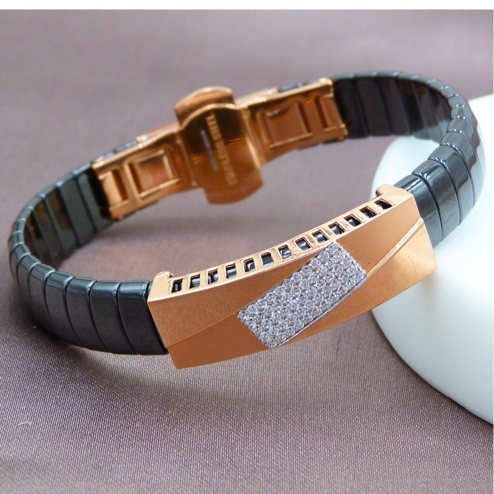 Men's Ceramic 18k Rose Gold Bracelet