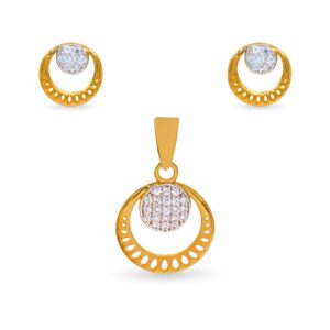 Round Fancy 22k Gold Pendant Set