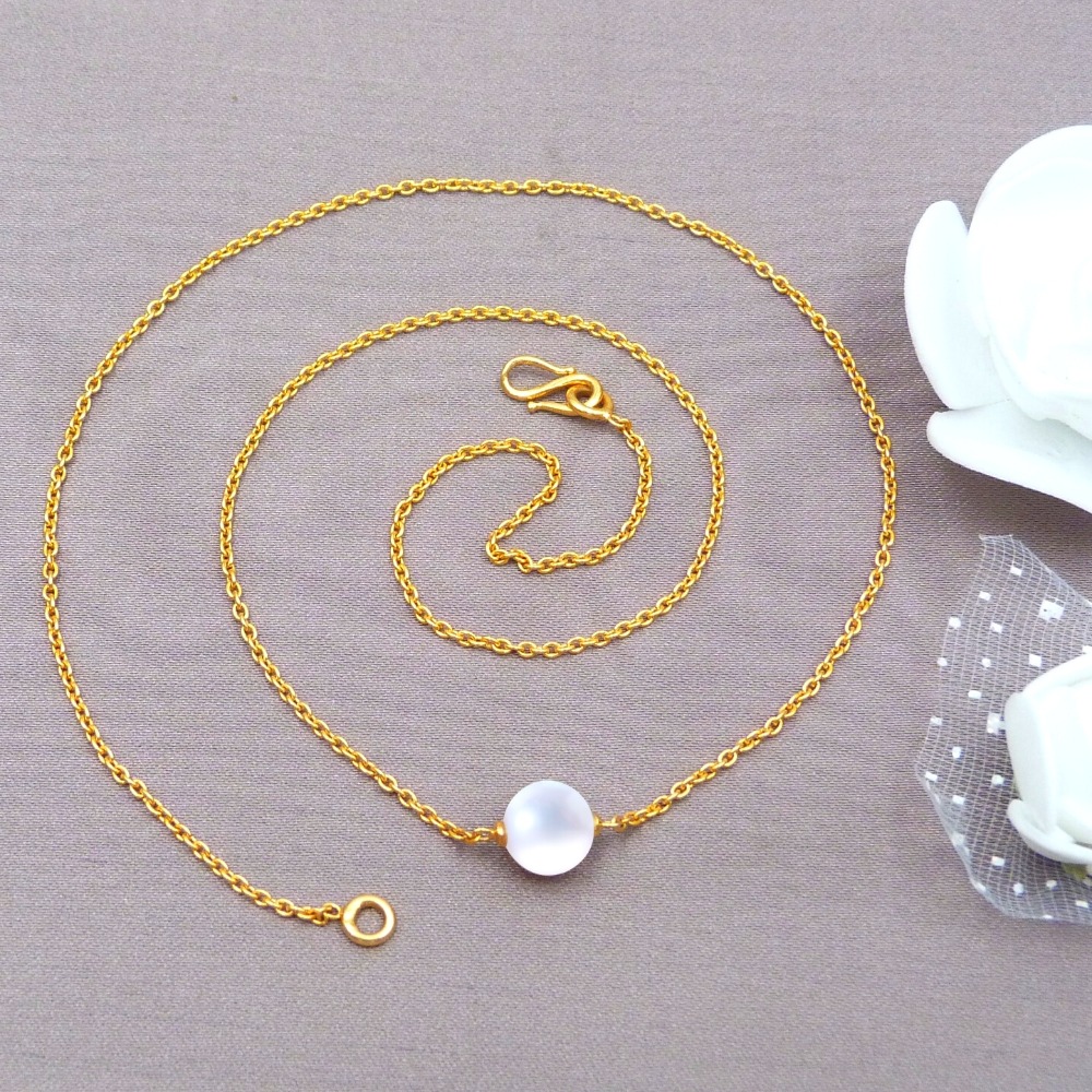 Single Pearl 22k Gold Chain