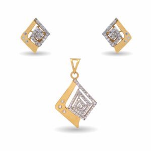 22k Gold CZ Pendant Set