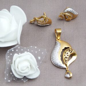 Trandy CZ 22k Gold Pendant Set