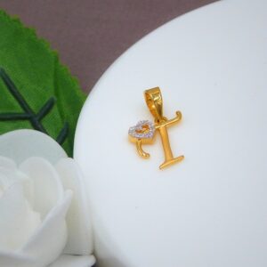 ' t ' alphabet 18k gold pendant