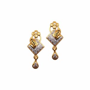 Cz leaf shaped earrings 22k gold