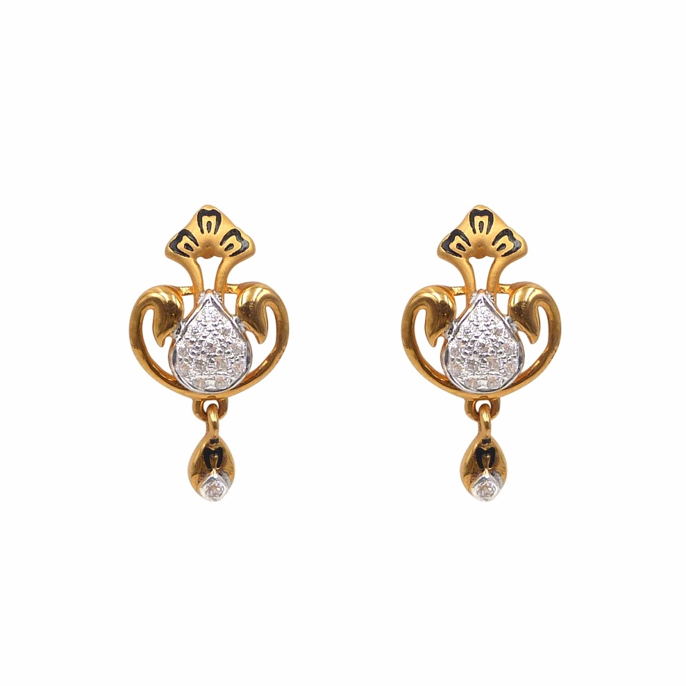Cz fancy hanging tops 22k gold