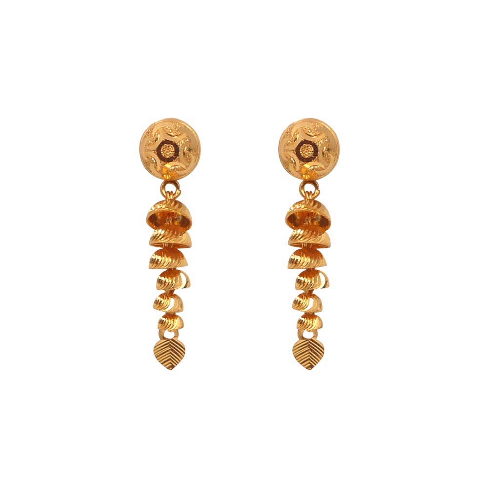 Vertical Hanging 22k Gold Earring