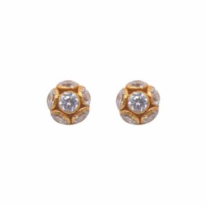 Round Tops with Stones 22k Gold