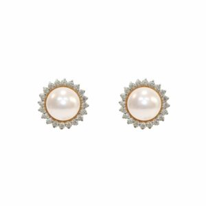 Pearl CZ 22k gold tops