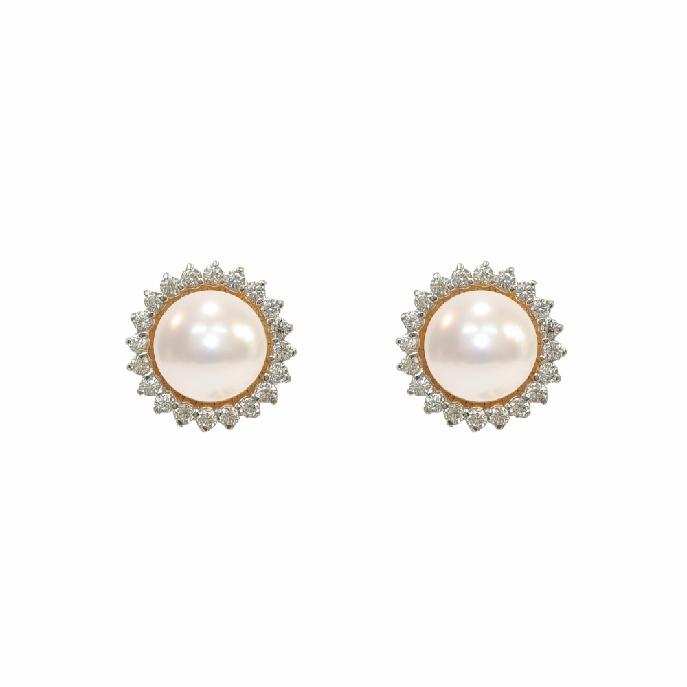 Pearl CZ 22k gold tops