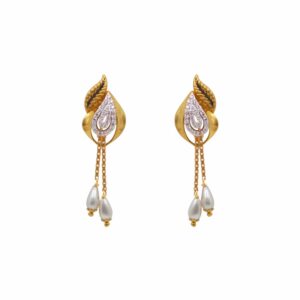 Oxidised Leaf 22k Gold Earrings