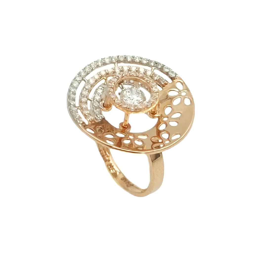 18k Rose Gold Dancing Stone Lady Ring