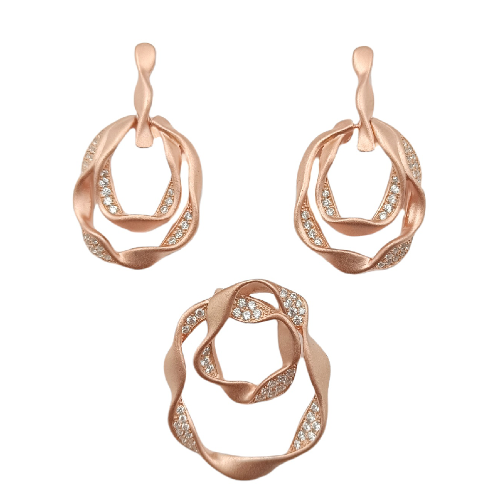 Curves Rose 925 Silver Pendant Set