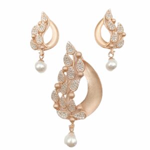 Pearly Rose 925 Silver Pendant Set