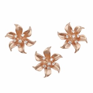 Rising Flower Rose 925 Silver Pendant Set