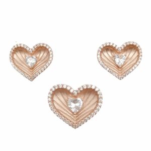 Heart Rose 925 Silver Pendant Set