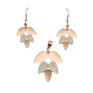 Leafs Rose  925 Silver Pendant Set