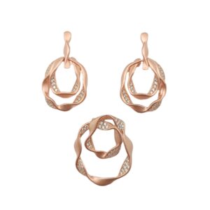 Curly Curves Rose 925 Silver Pendant Set