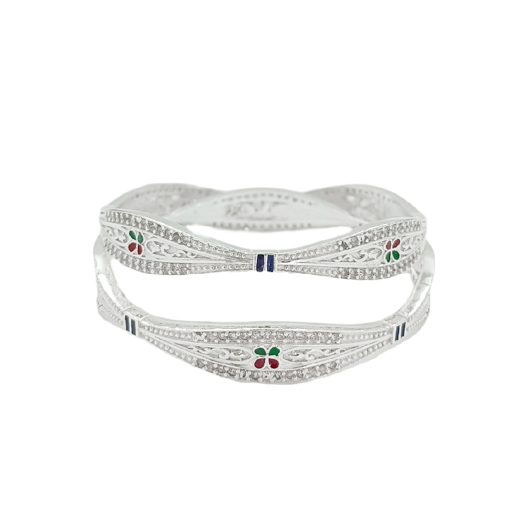 Fancy Enameled 925 Silver Bangle