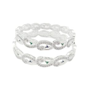 Curving Enameled 925 Silver Bangle