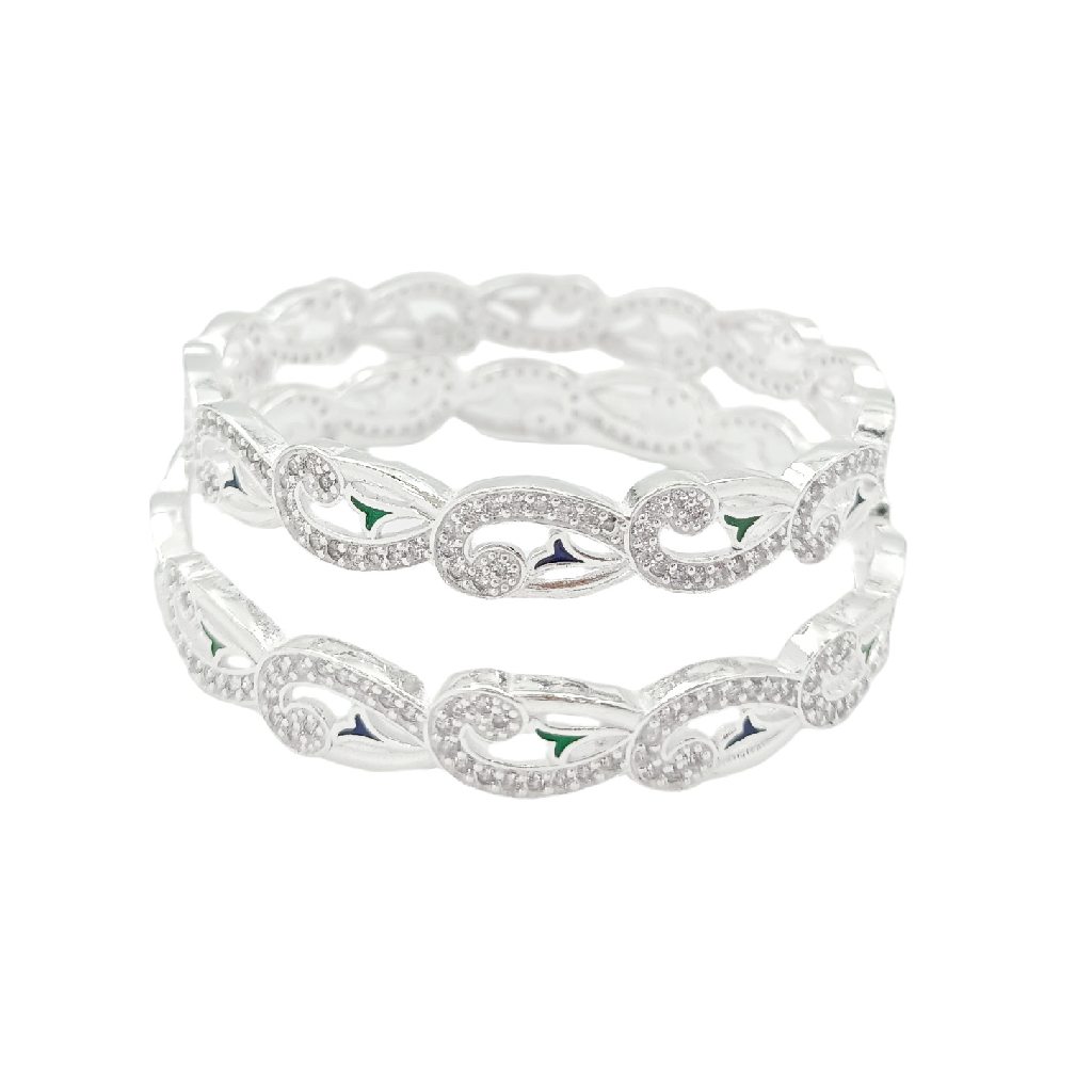 Curving Enameled 925 Silver Bangle