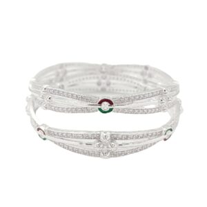 Bridging with Stones 925 Silver Bangle
