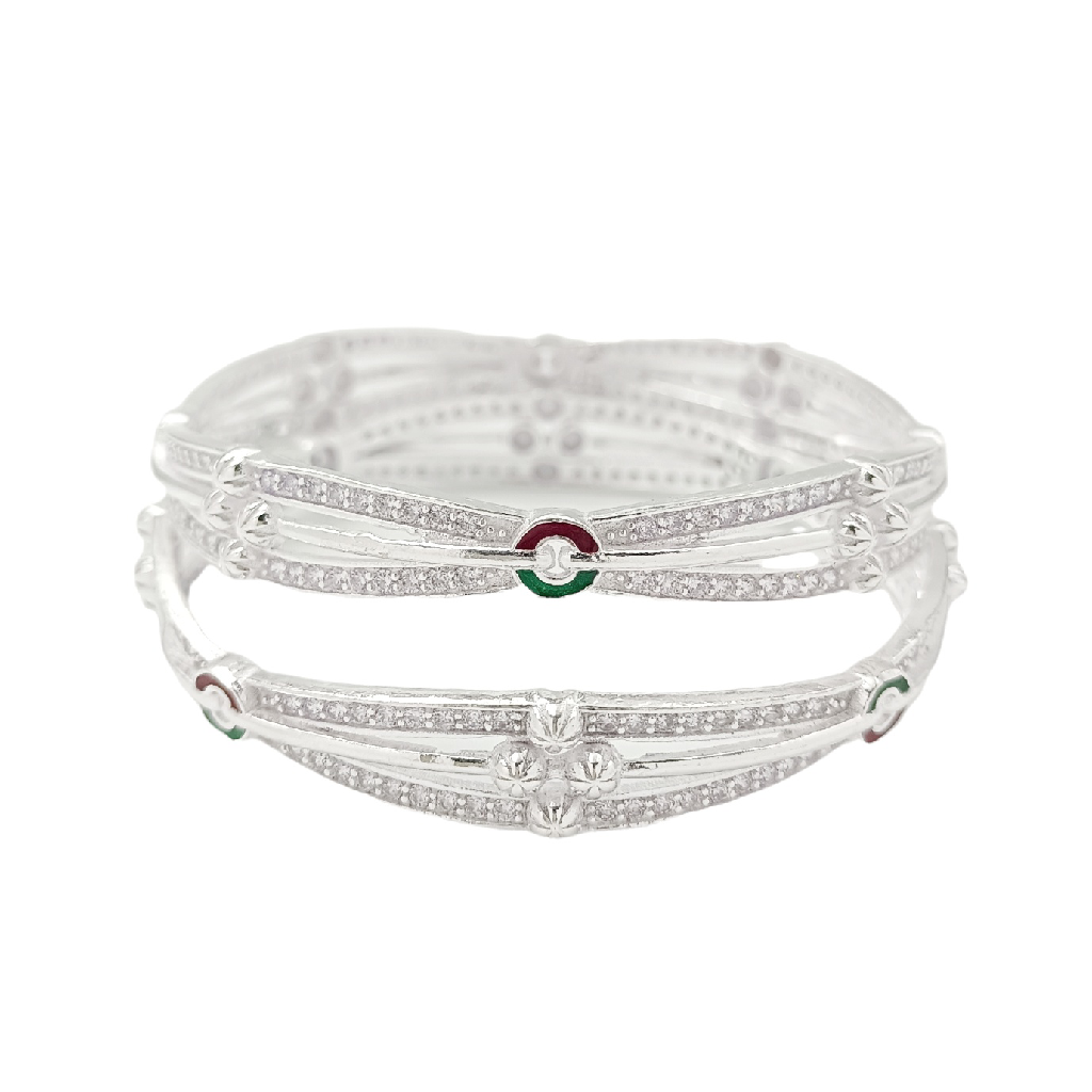 Bridging with Stones 925 Silver Bangle