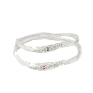 Curving With Stones 925 Silver Bangle