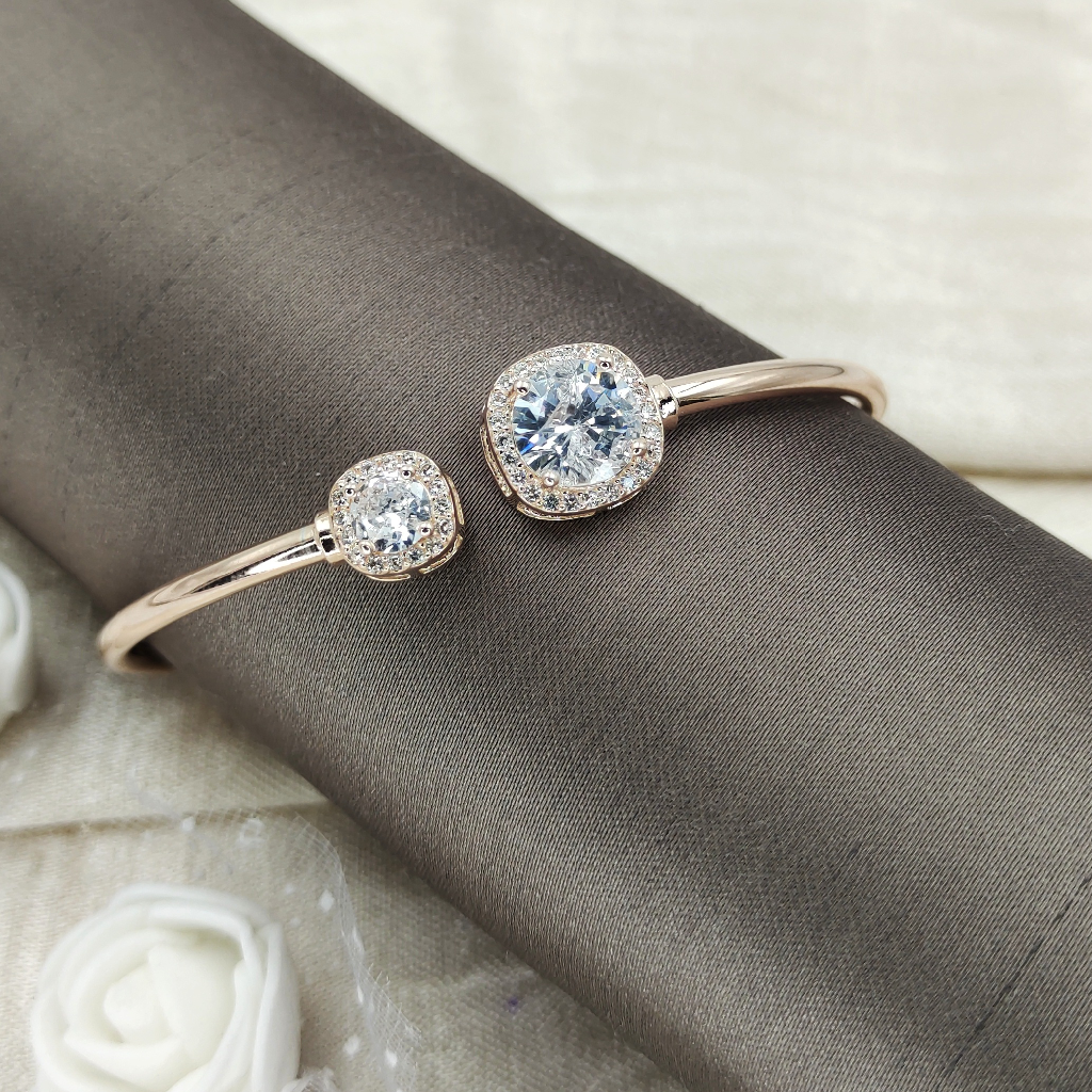Square Solitaires Rose 925 Silver Bracelet