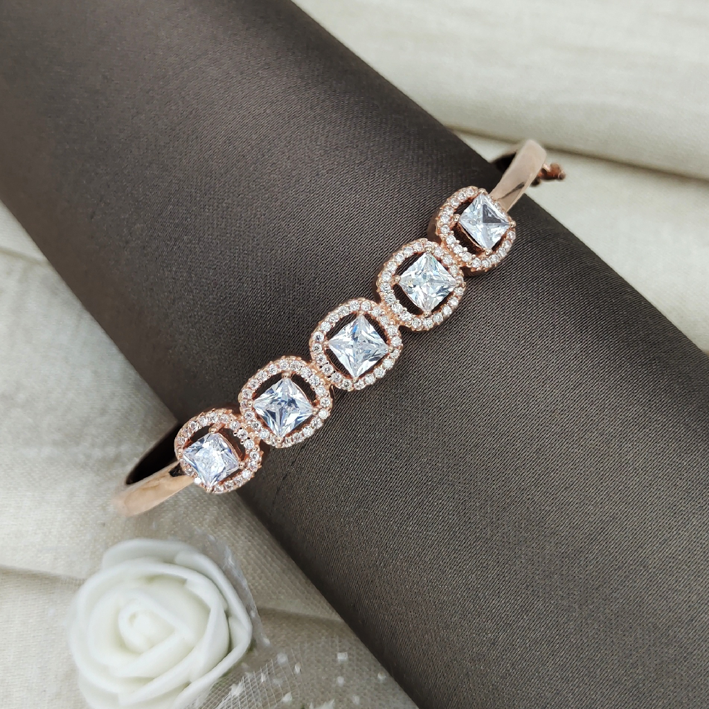 Square Solitaires Rose 925 Silver Bracelet
