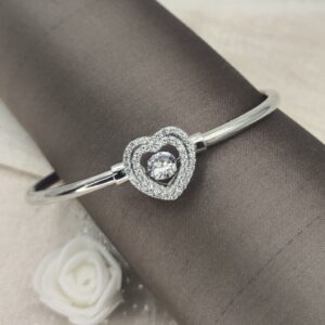 Dancing Diamond In Heart 925 Silver Bracelet