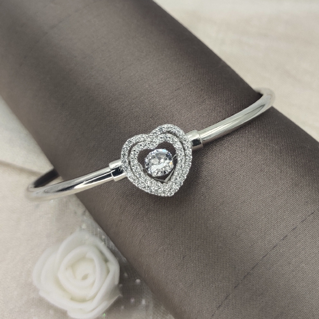 Dancing Diamond In Heart 925 Silver Bracelet