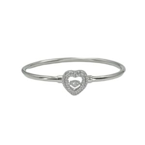 Dancing Diamond In Heart 925 Silver Bracelet