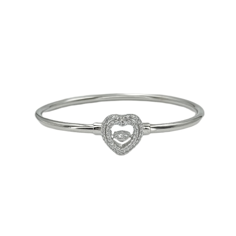 Dancing Diamond In Heart 925 Silver Bracelet