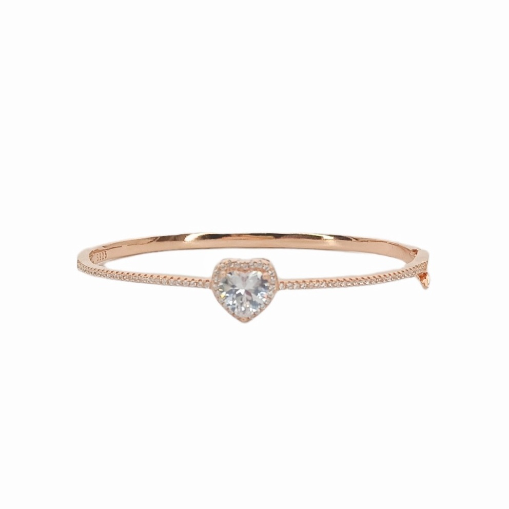 Heart Solitaire Rose 925 Silver Bracelet