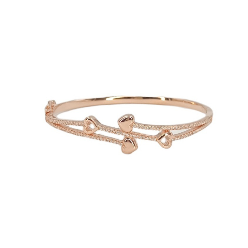 Heart Line Rose 925 Silver Bracelet