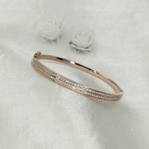 Twin Line Rose 925 Silver Bracelet