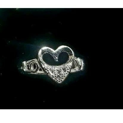 Silver Ladies Vaccum Casting Heart Ring