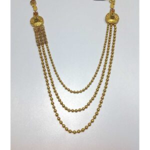 22KT Yellow Gold Ladies Indian Antique 3 Line Necklace