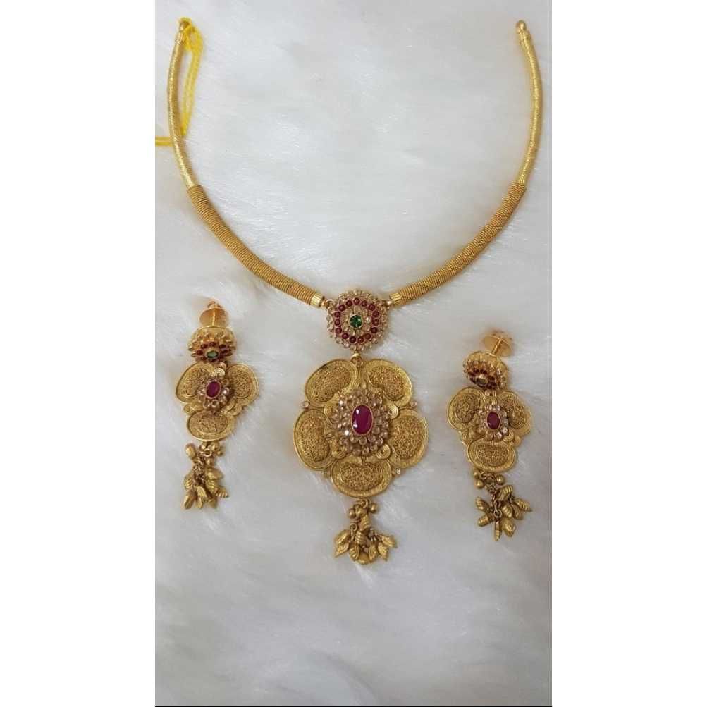 22KT Yellow Gold Antique Designer Special Necklace Set