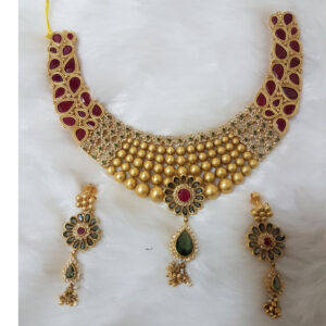 22KT Gold Junagadh antique Fashionable Necklace Set